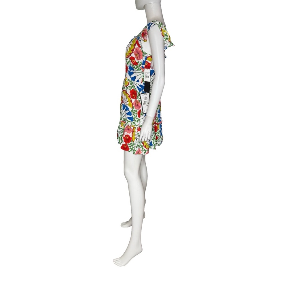 Adrianna by Adrianna Papell Women's Floral-Print Flutter-Sleeve Mini Dress Sz 6 - Picture 4 of 9